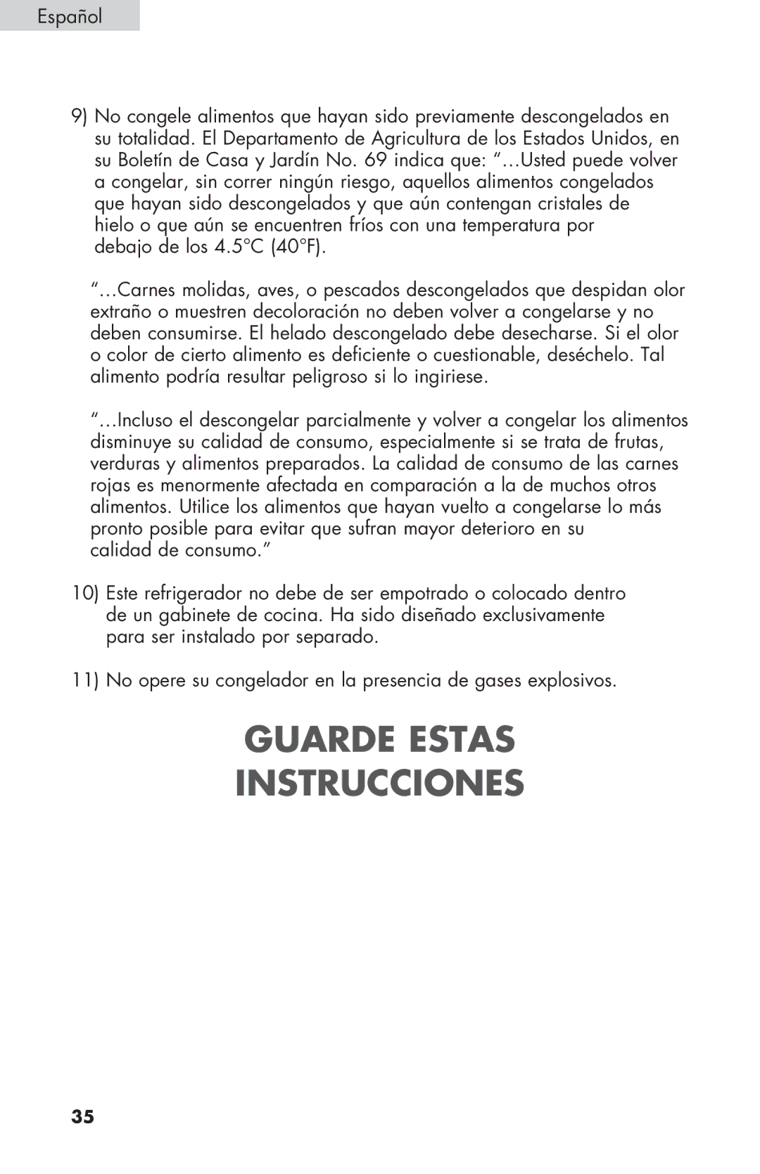 Haier COMPACT REFRIGERATOR, HNSE032 manual Guarde Estas Instrucciones 