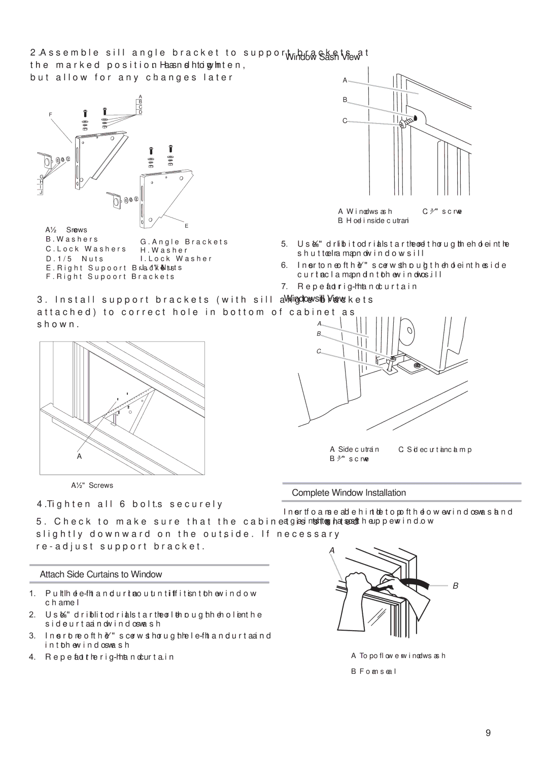 Haier CWH18A, CWH12A, CWH24A manual Windowsill View, Complete Window Installation 