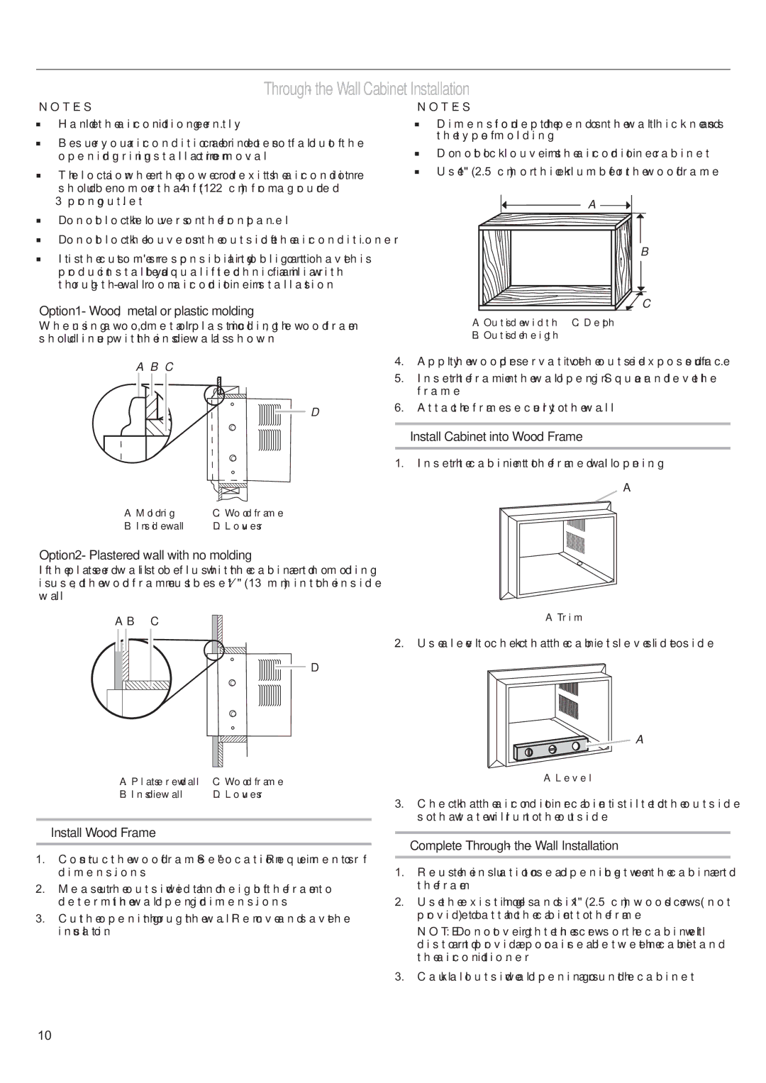 Haier CWH24A, CWH12A, CWH18A manual Through-the-Wall Cabinet Installation 