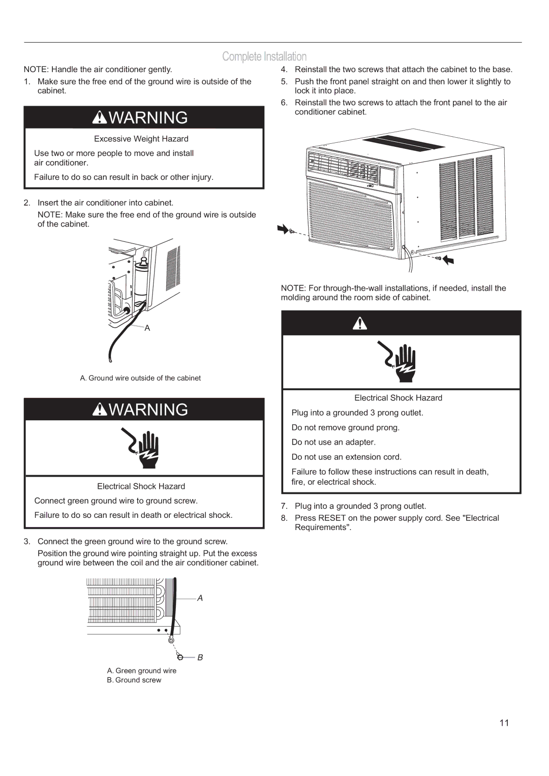 Haier CWH12A, CWH18A, CWH24A manual Complete Installation 