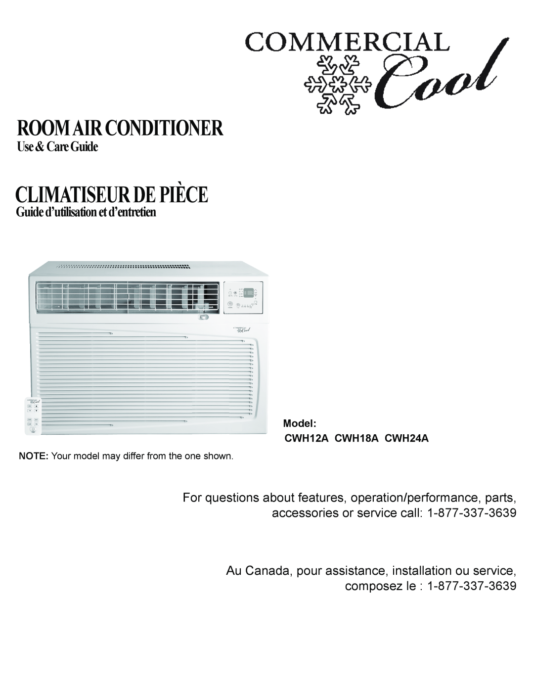 Haier CWH18A, CWH12A, CWH24A manual Climatiseurdepièce, Roomairconditioner, Use&CareGuide, Guided’utilisationetd’entretien 