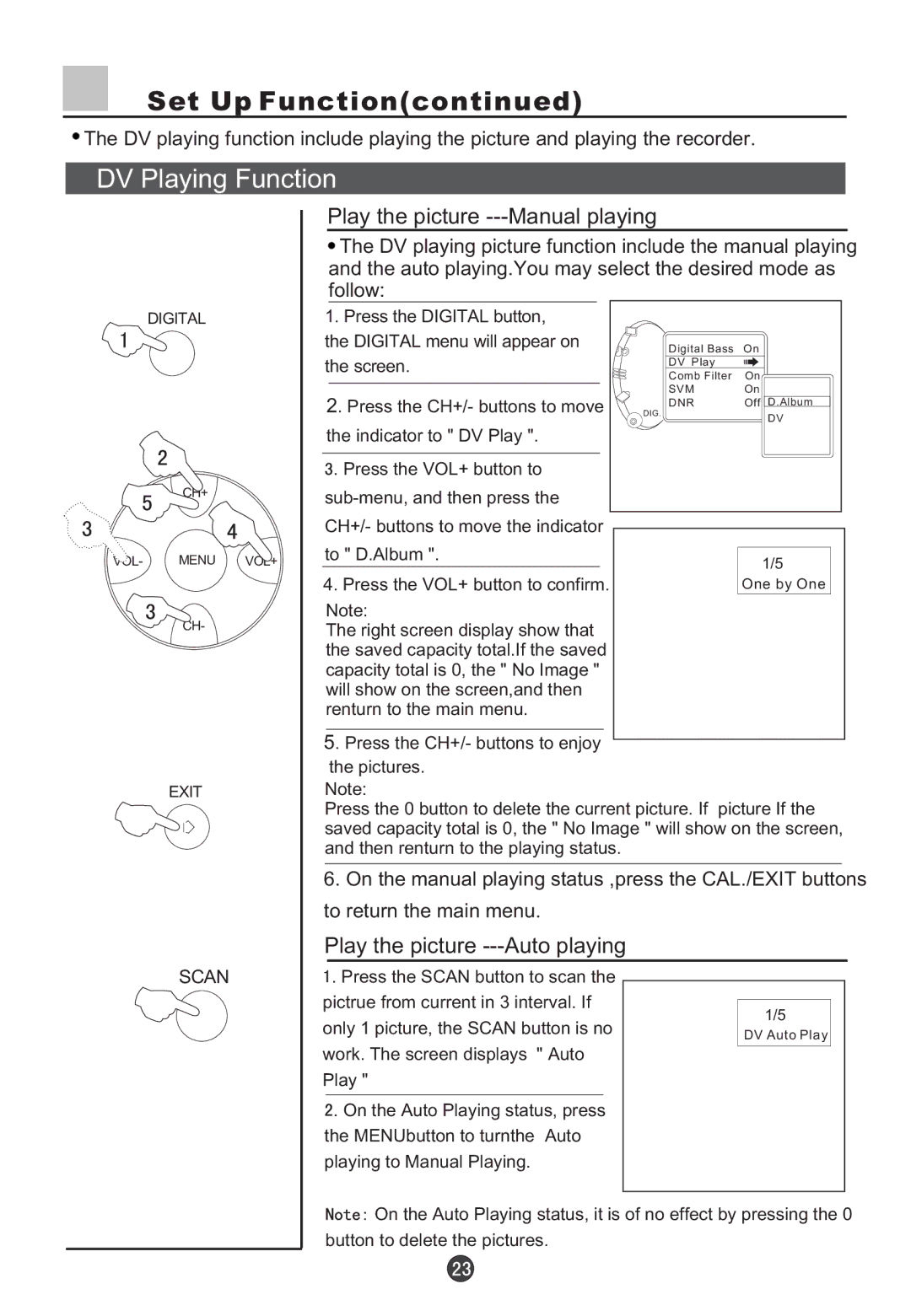 Haier D29FV6-A, D29FV6, D34FV6-A, D34FV6 owner manual DV Playing Function, Play the picture ---Manual playing 