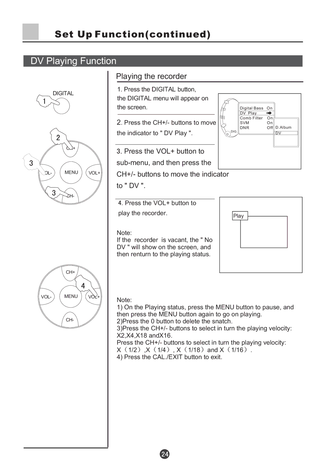 Haier D29FV6-A, D29FV6, D34FV6-A, D34FV6 owner manual Playing the recorder 