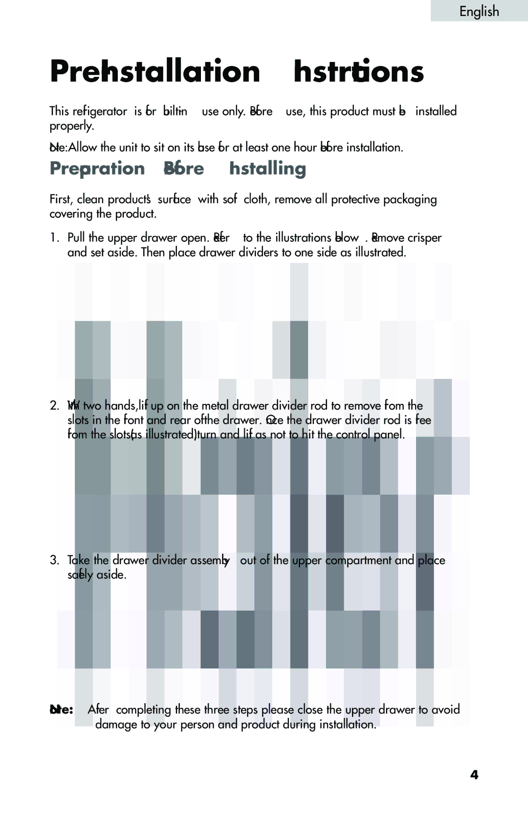 Haier DD400RS manual Pre-Installation Instructions, Preparation Before Installing 