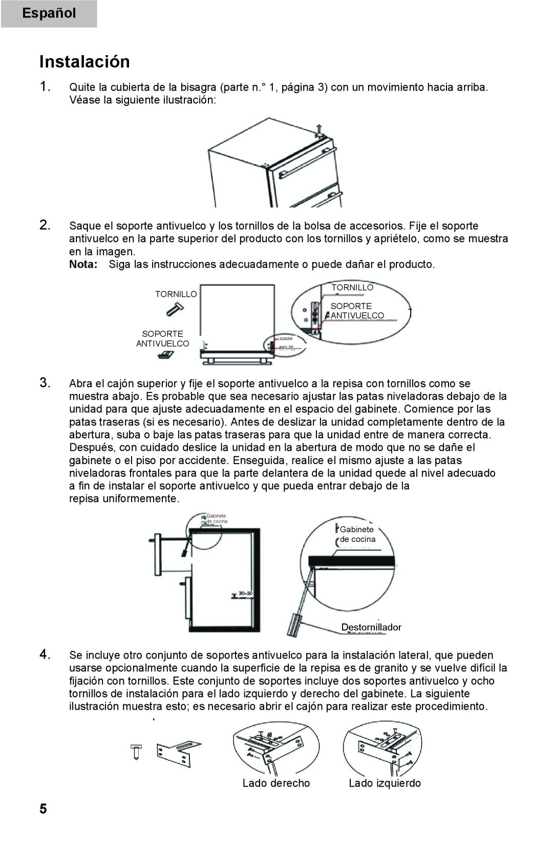 Haier DD400RS manual Instalación, Español 