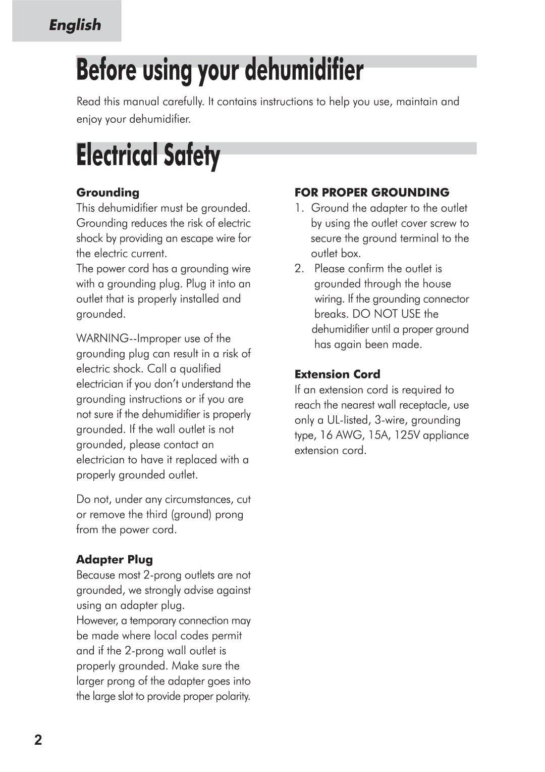 Haier Dehumidifier manual 