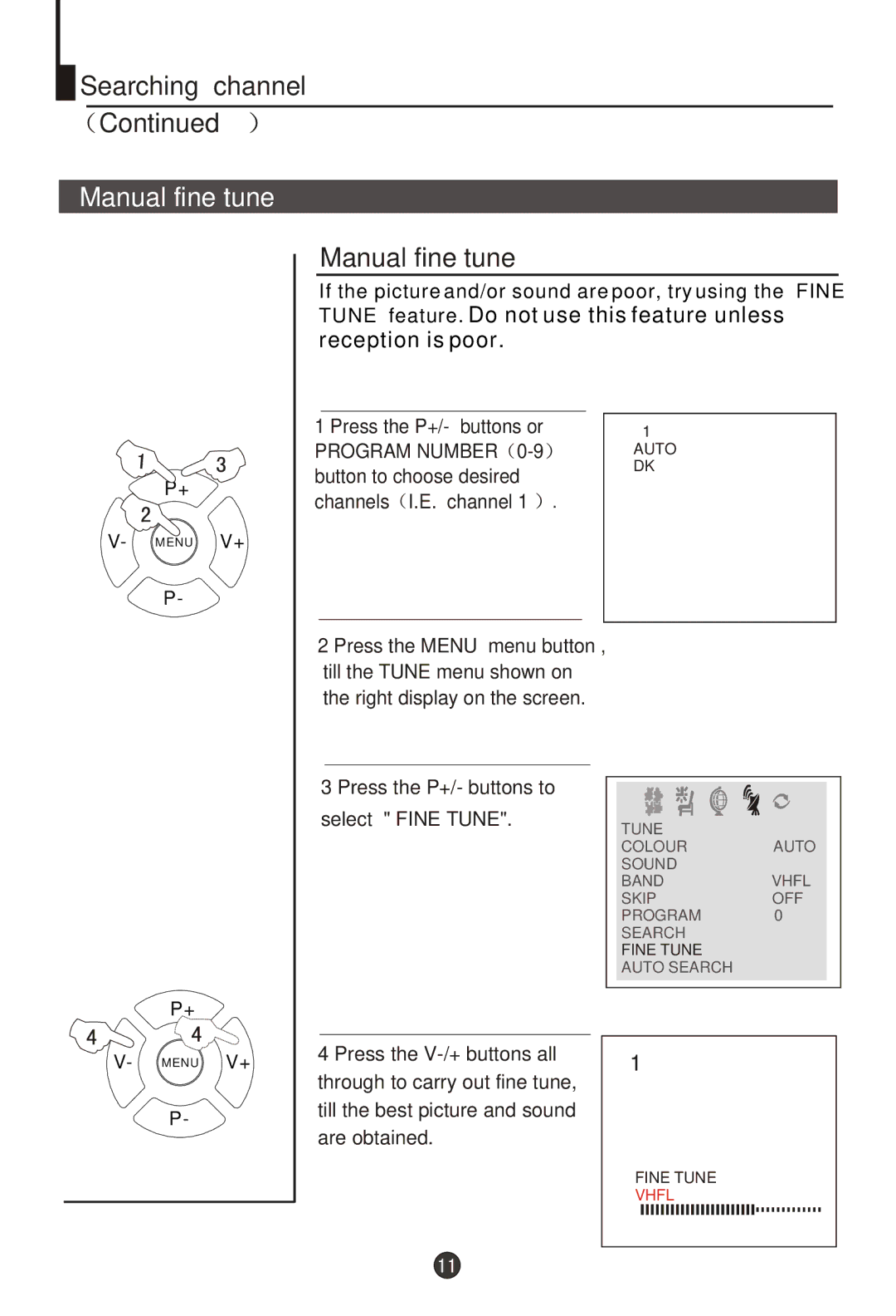 Haier DTA-1486 owner manual Manual fine tune 