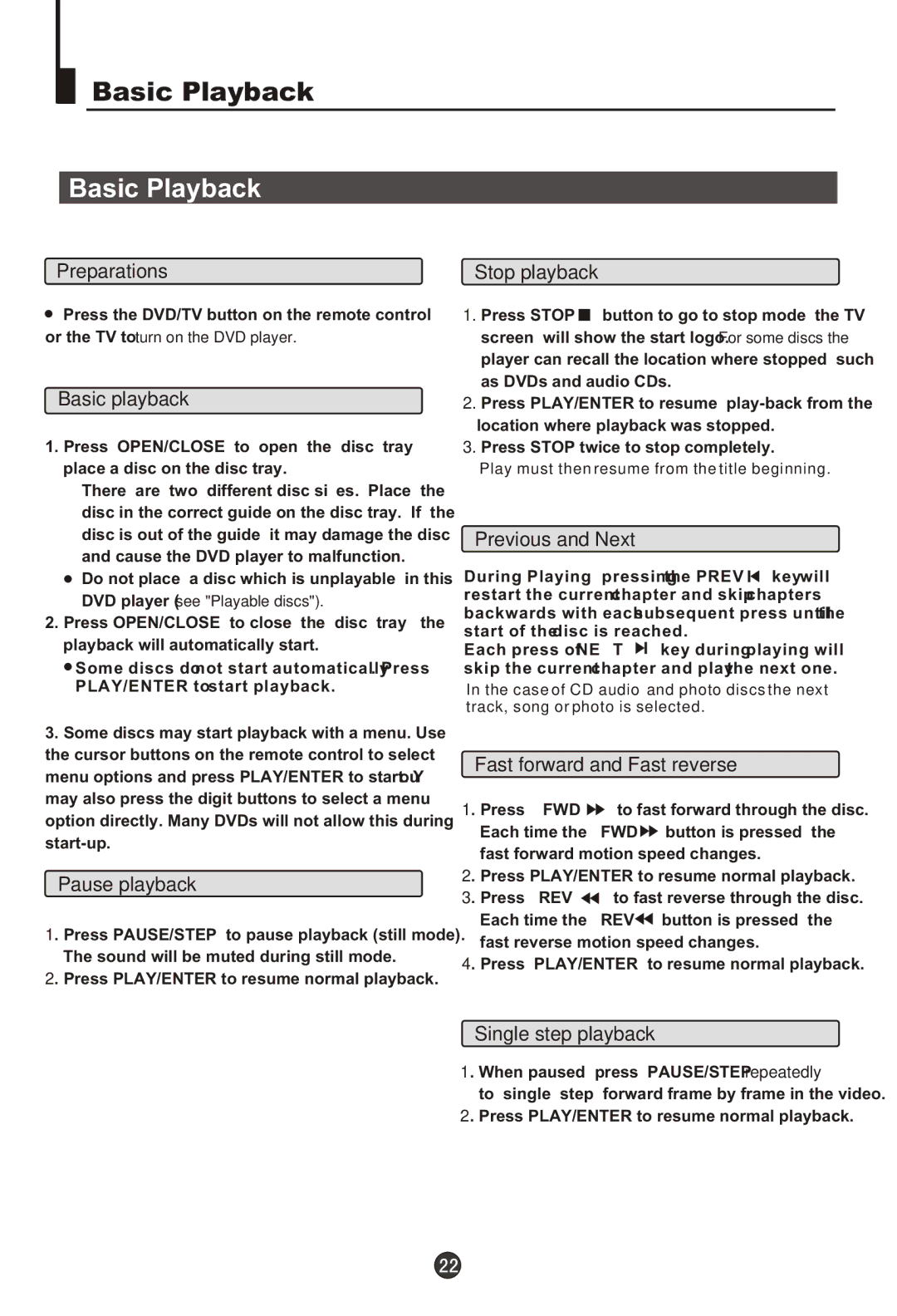 Haier DTA-1486 owner manual Basic Playback 