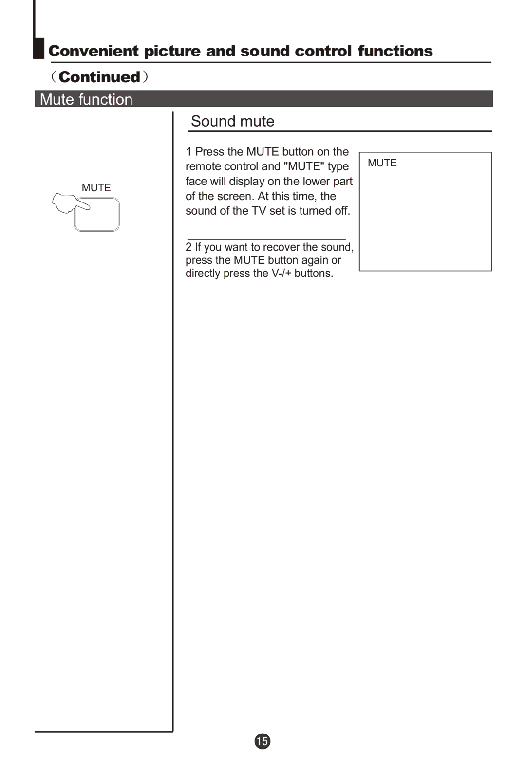 Haier DTA-2198PF owner manual Mute function, Sound mute 