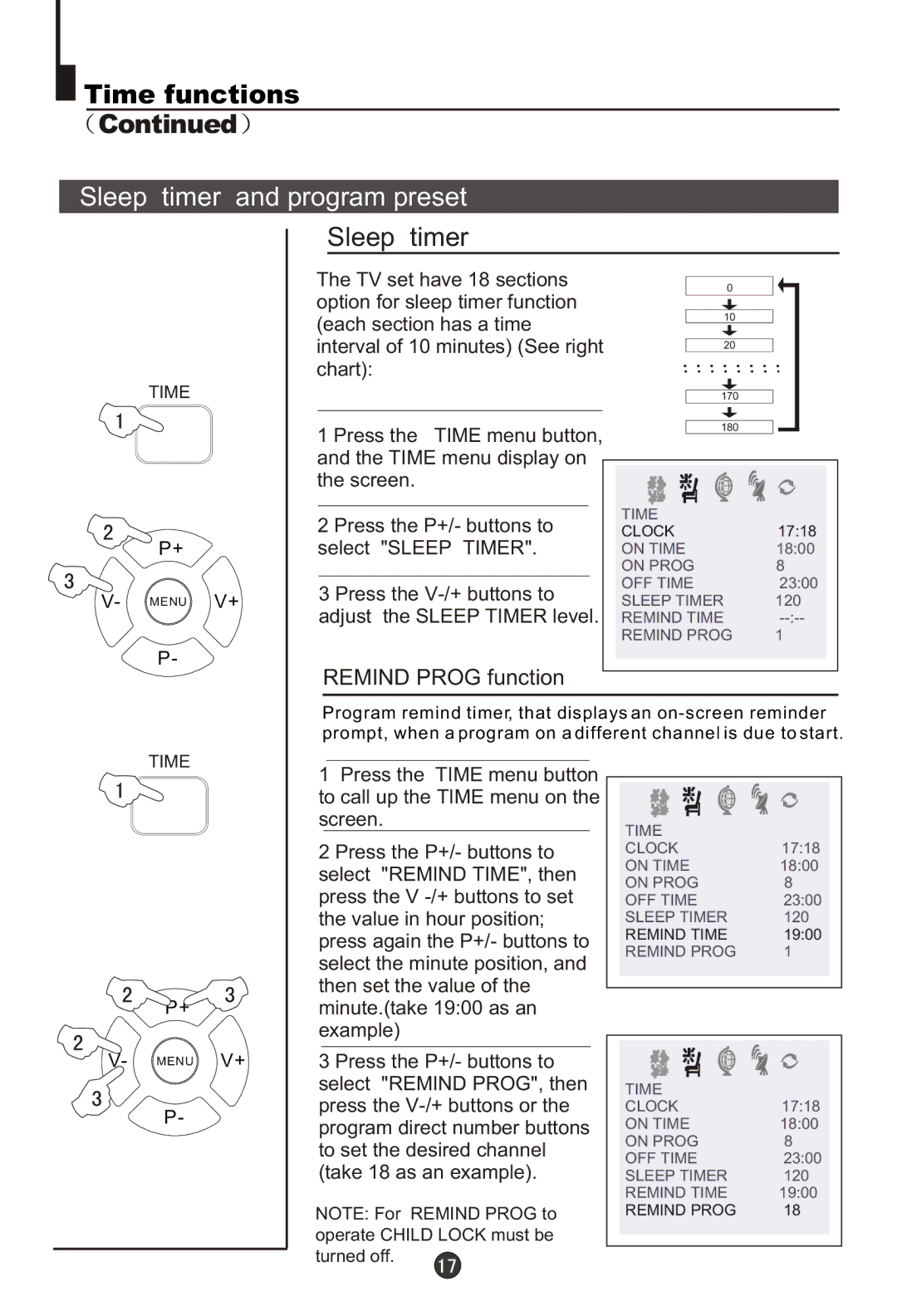 Haier DTA-2198PF owner manual Sleep timer and program preset 