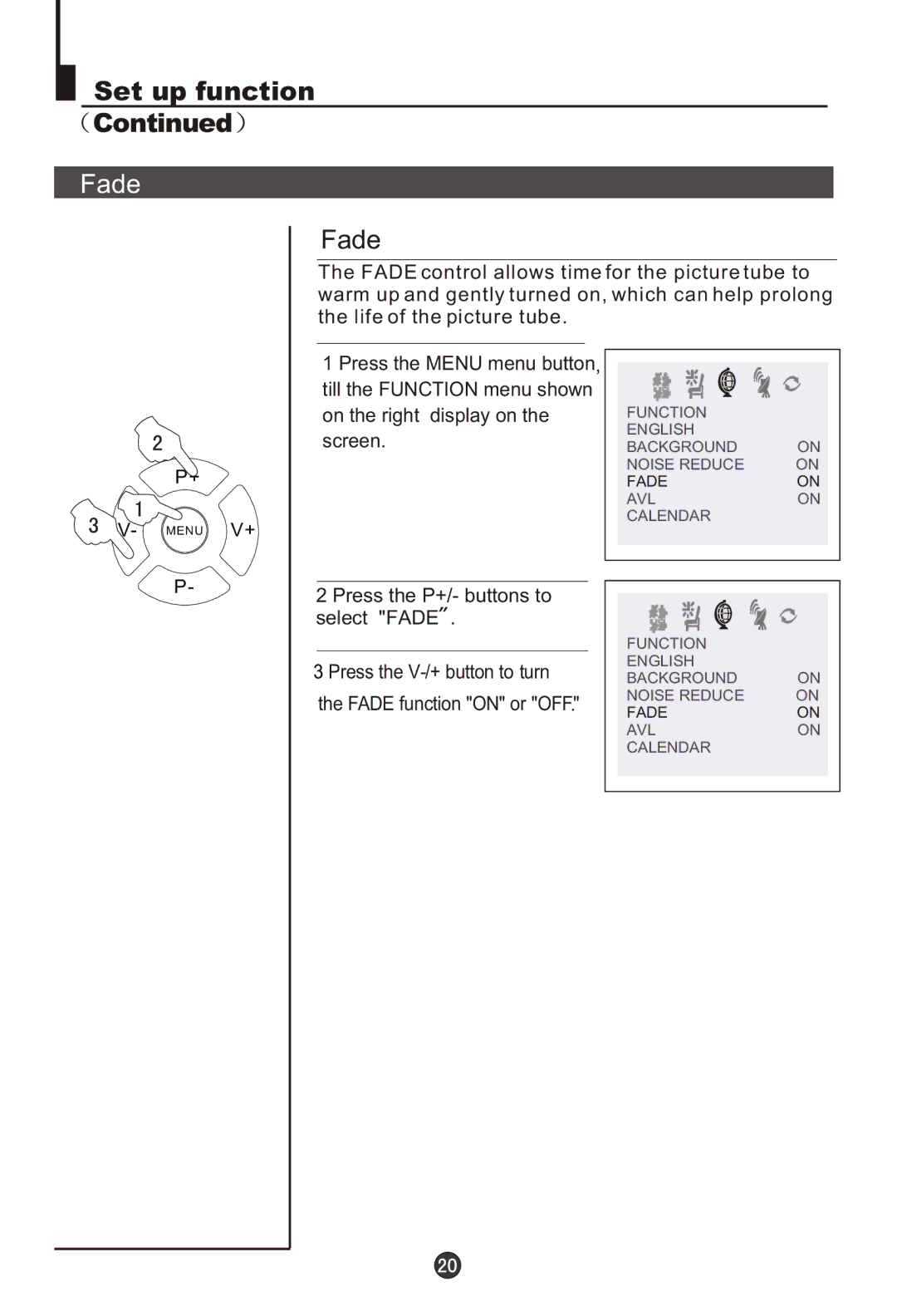 Haier DTA-2198PF owner manual Fade 