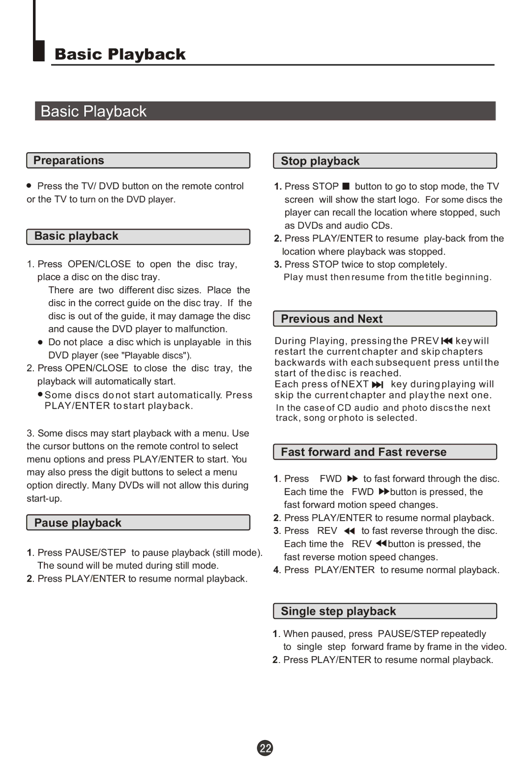 Haier DTA-2198PF owner manual Basic Playback 