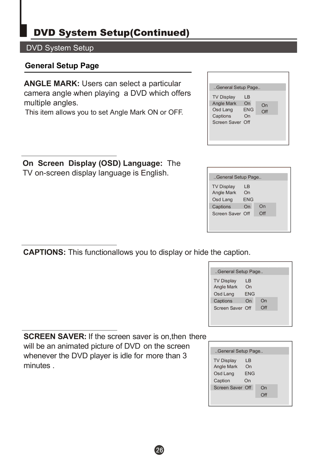 Haier DTA-2198PF owner manual General Setup 