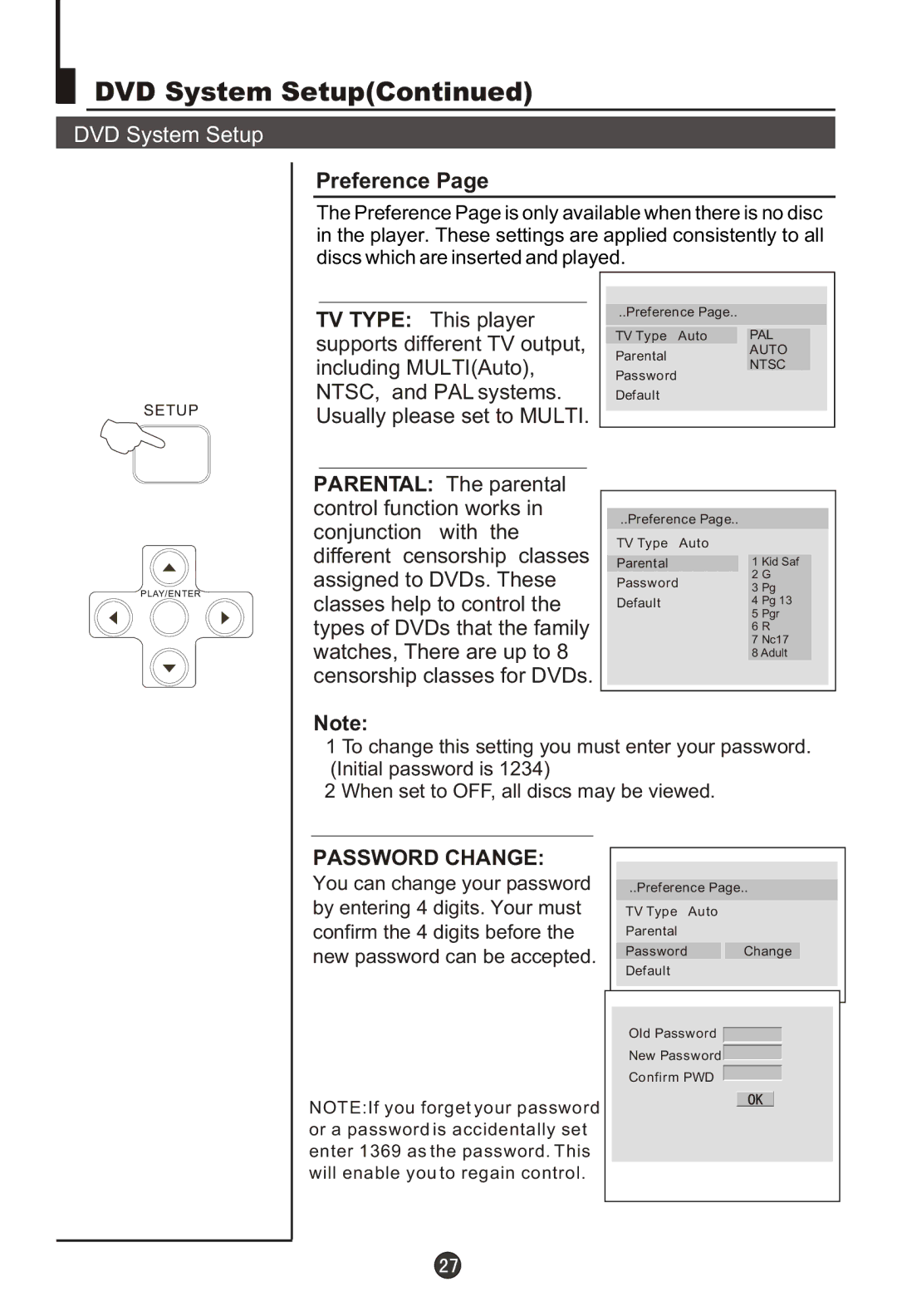 Haier DTA-2198PF owner manual Password Change 