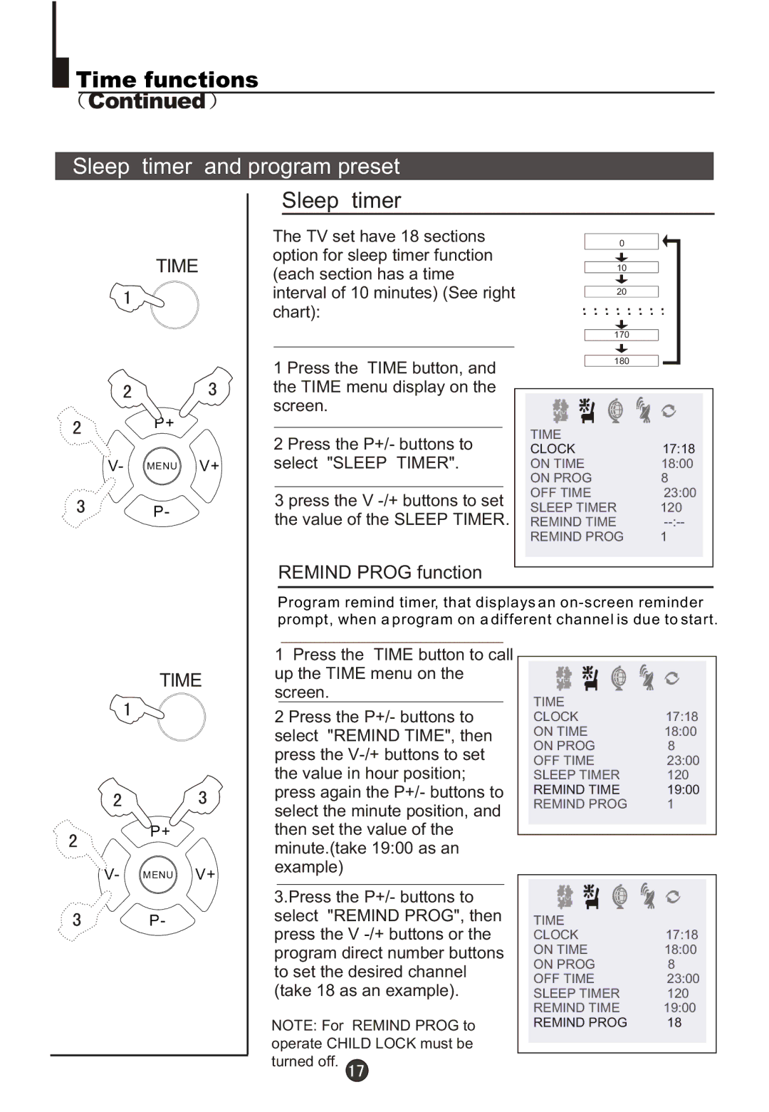 Haier DTA21F98 owner manual Sleep timer and program preset 