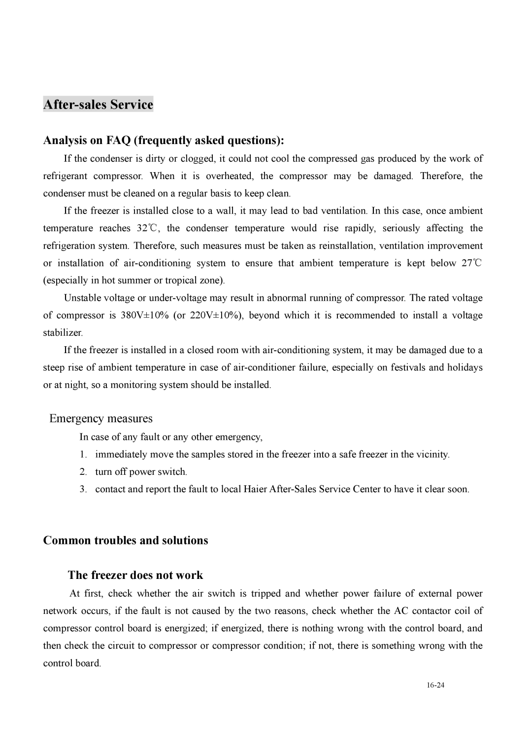 Haier DW-150W200 operation manual After-sales Service, Analysis on FAQ frequently asked questions 