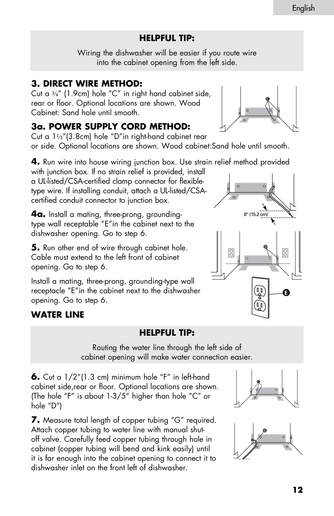 Haier DW-7777-01 manual Helpful Tip, Direct wire method, 3a. Power supply cord method, Water line HELPFUL TIP 