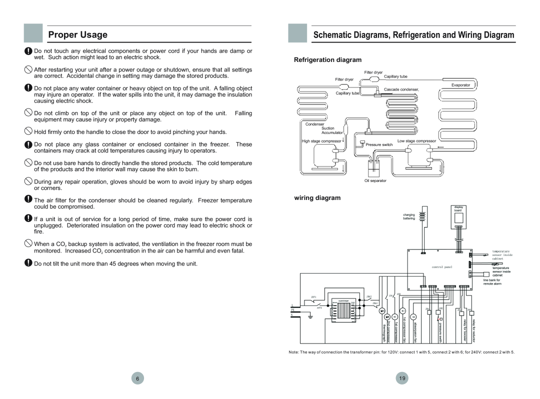 Haier DW-86L388 Refrigeration diagram, wiring diagram, Proper Usage, Schematic Diagrams, Refrigeration and Wiring Diagram 