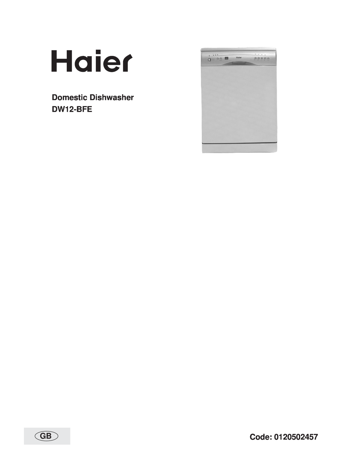 Haier manual Domestic Dishwasher DW12-BFE, Code 