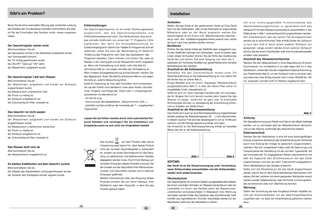 Haier DW12-CBE6 manual Gibts ein Problem? 