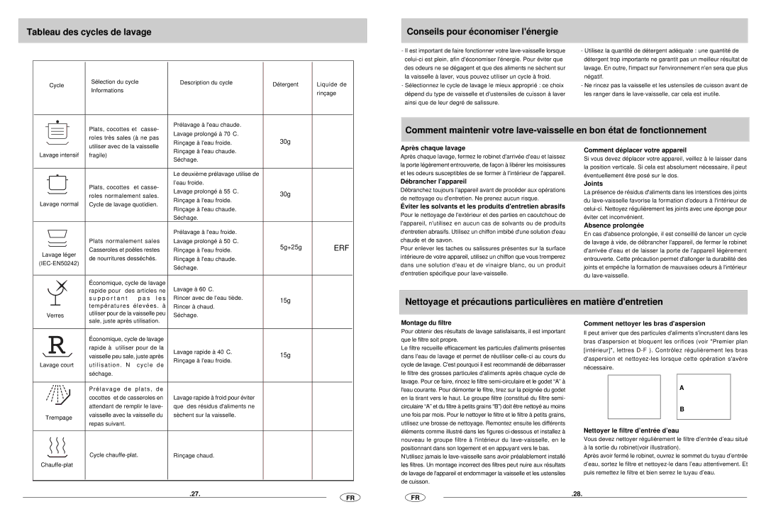 Haier DW12-CBE6 manual Après chaque lavage Comment déplacer votre appareil, Débrancher lappareil, Joints, Absence prolongée 