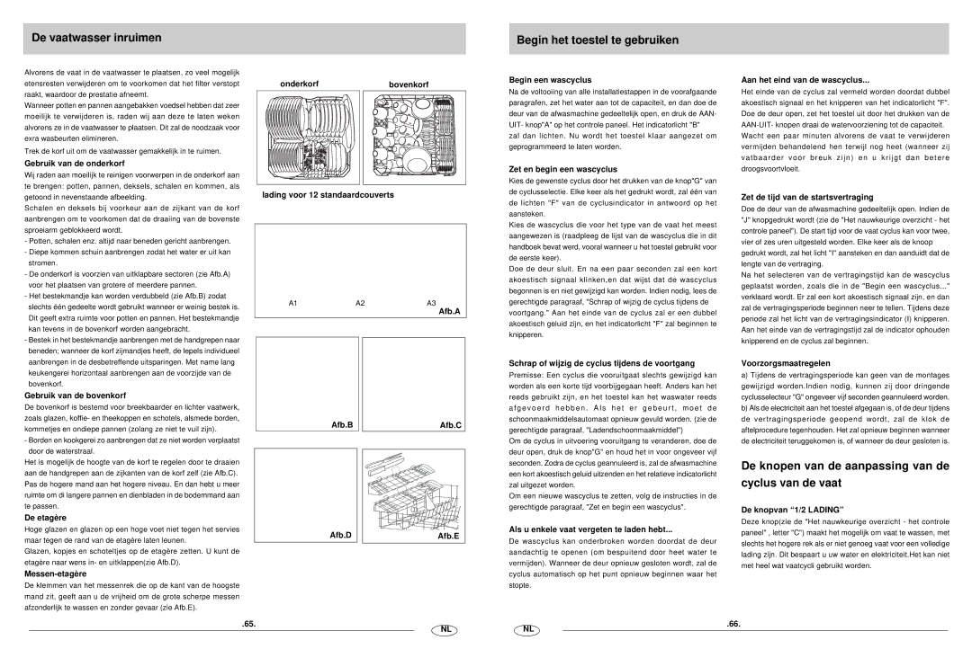 Haier DW12-CBE6 manual De vaatwasser inruimen, Begin het toestel te gebruiken 