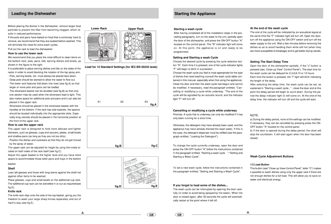 Haier DW12-CBE6 manual Loading the Dishwasher Starting the Appliance 