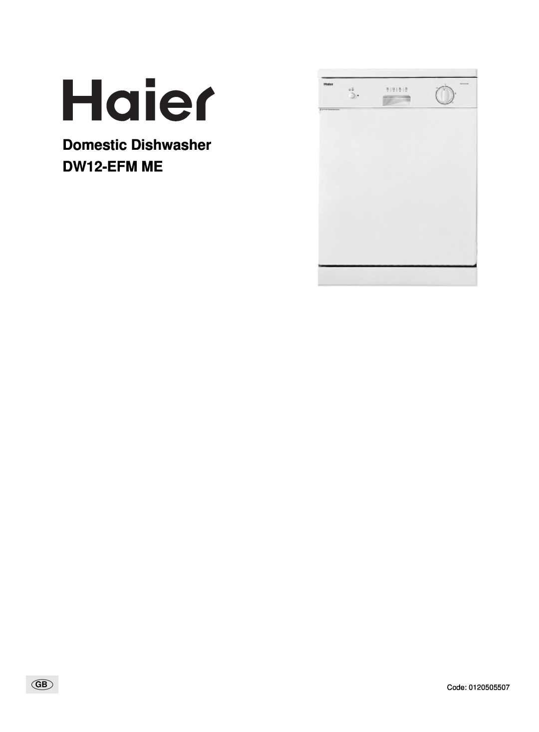 Haier manual Domestic Dishwasher DW12-EFM ME 
