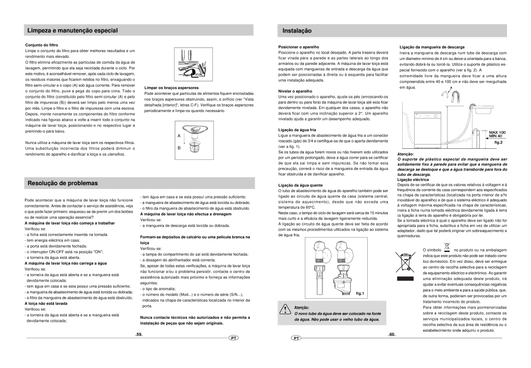 Haier DW12-EFM S manual Limpeza e manutenção especial Instalação, Resolução de problemas 