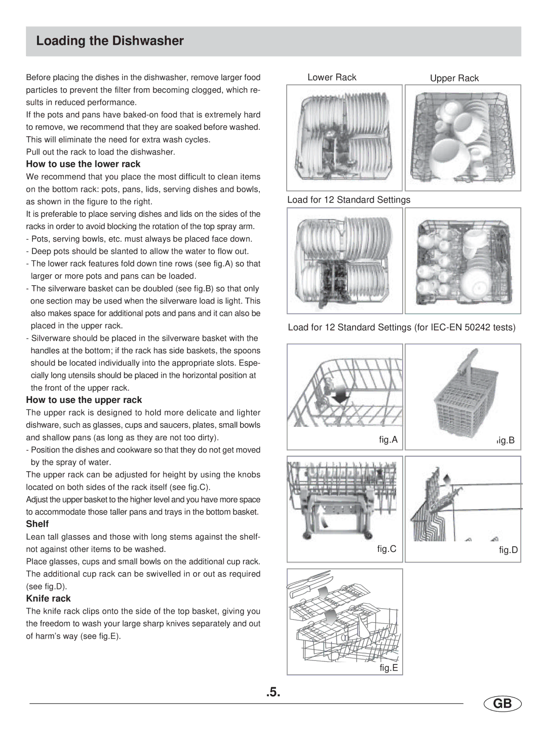 Haier DW12-LBE manual Loading the Dishwasher, How to use the lower rack, How to use the upper rack, Shelf, Knife rack 