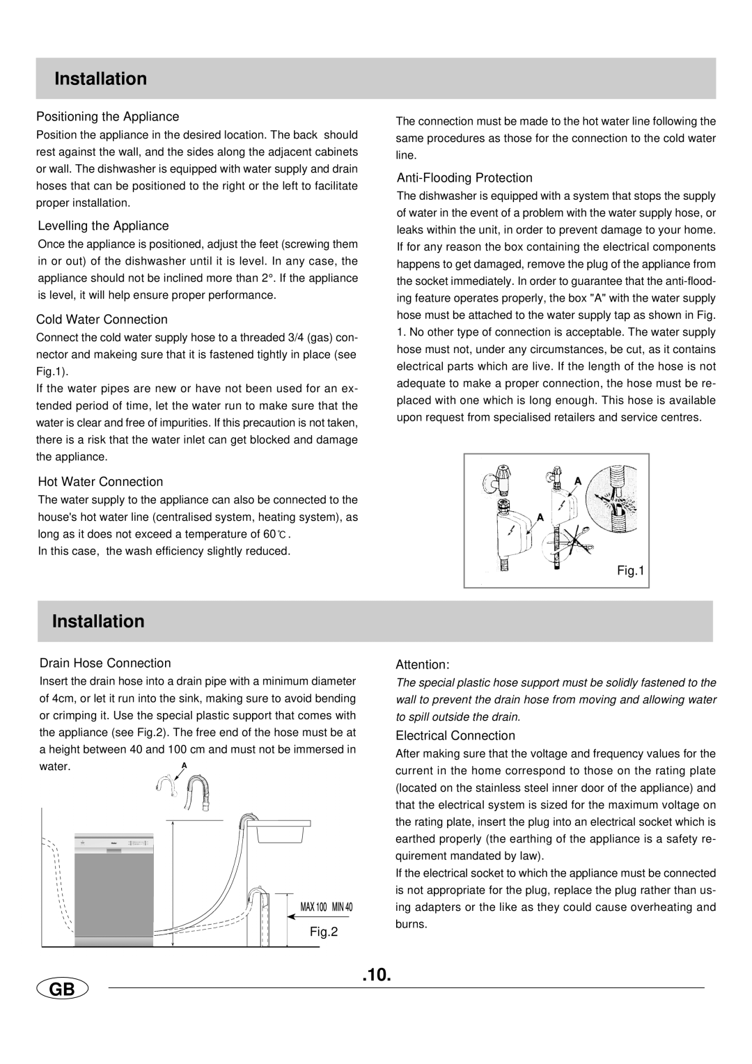 Haier DW12-LFE SS manual Installation 