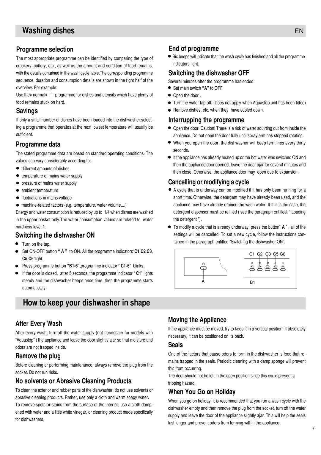 Haier DW12-PFE1ME manual Washing dishes, How to keep your dishwasher in shape 