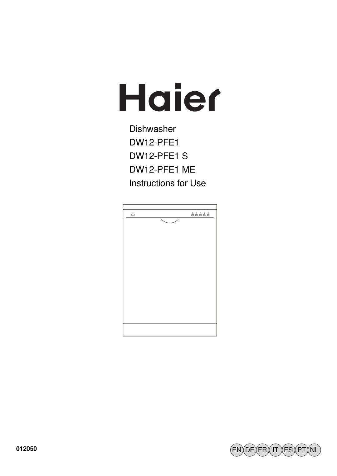 Haier DW12-PFE1 S, DW12-PFE1 ME manual 012050 