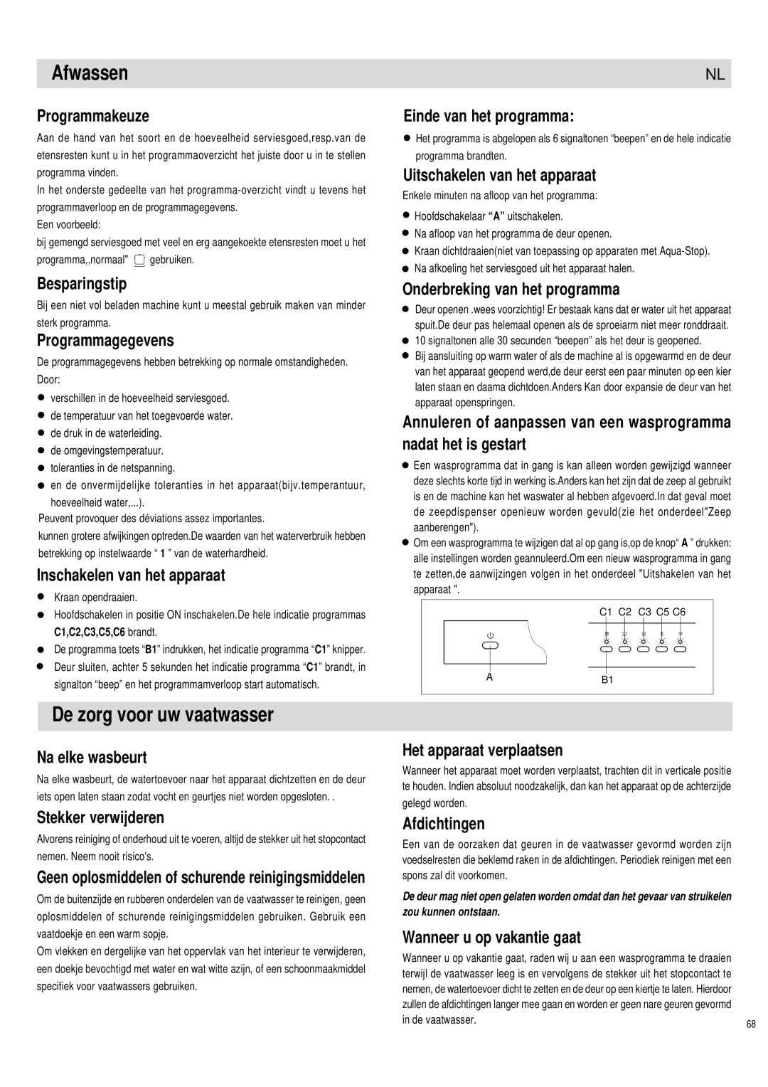 Haier DW12-PFE1 S, DW12-PFE1 ME manual Afwassen, De zorg voor uw vaatwasser 