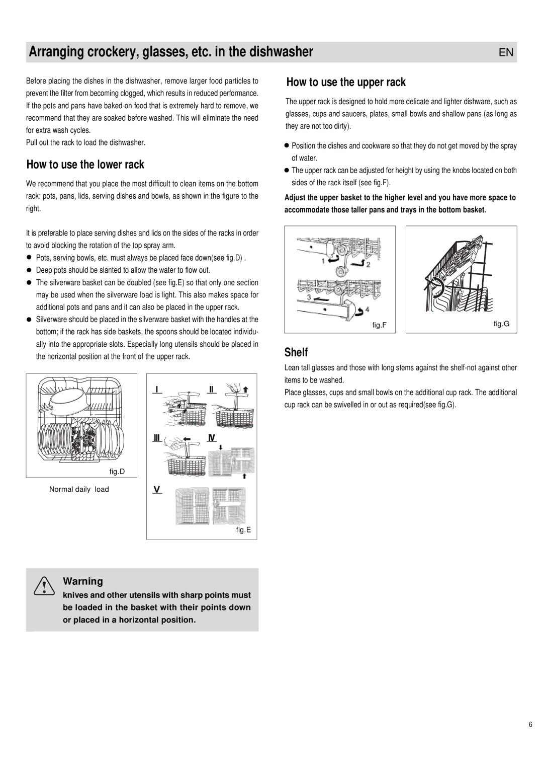 Haier DW12-PFE1 S, DW12-PFE1 ME manual Arranging crockery, glasses, etc. in the dishwasher, How to use the lower rack, Shelf 