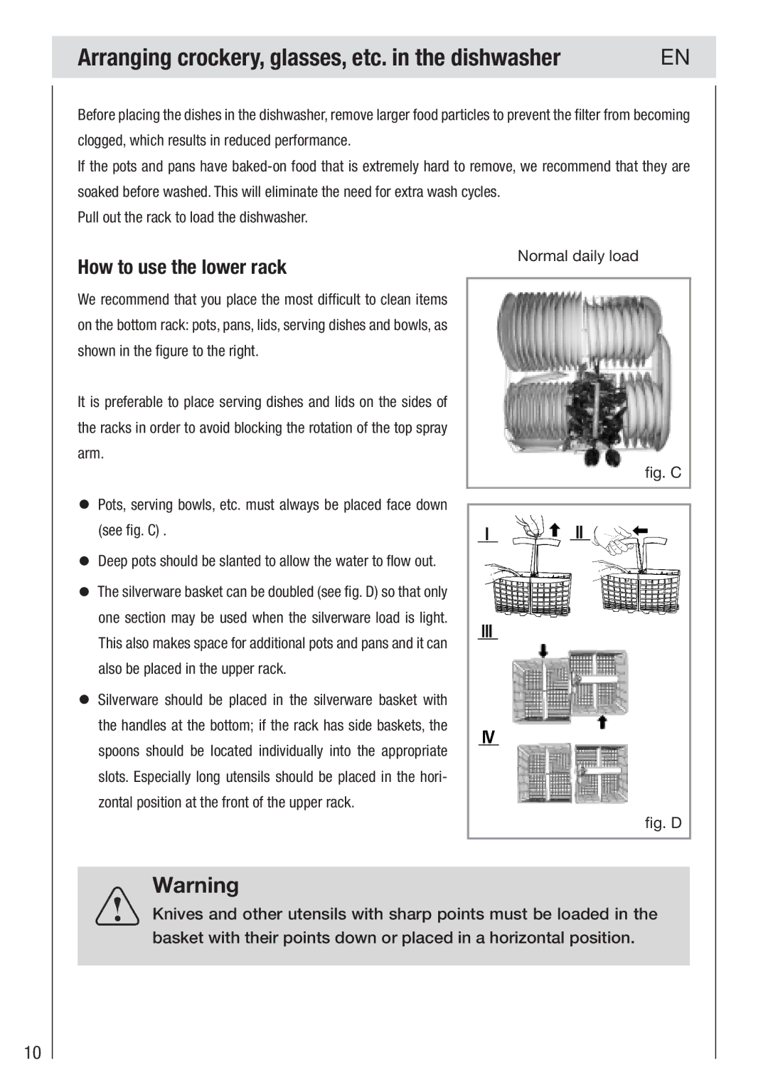 Haier DW12-PFE2-E manual Arranging crockery, glasses, etc. in the dishwasher, How to use the lower rack 