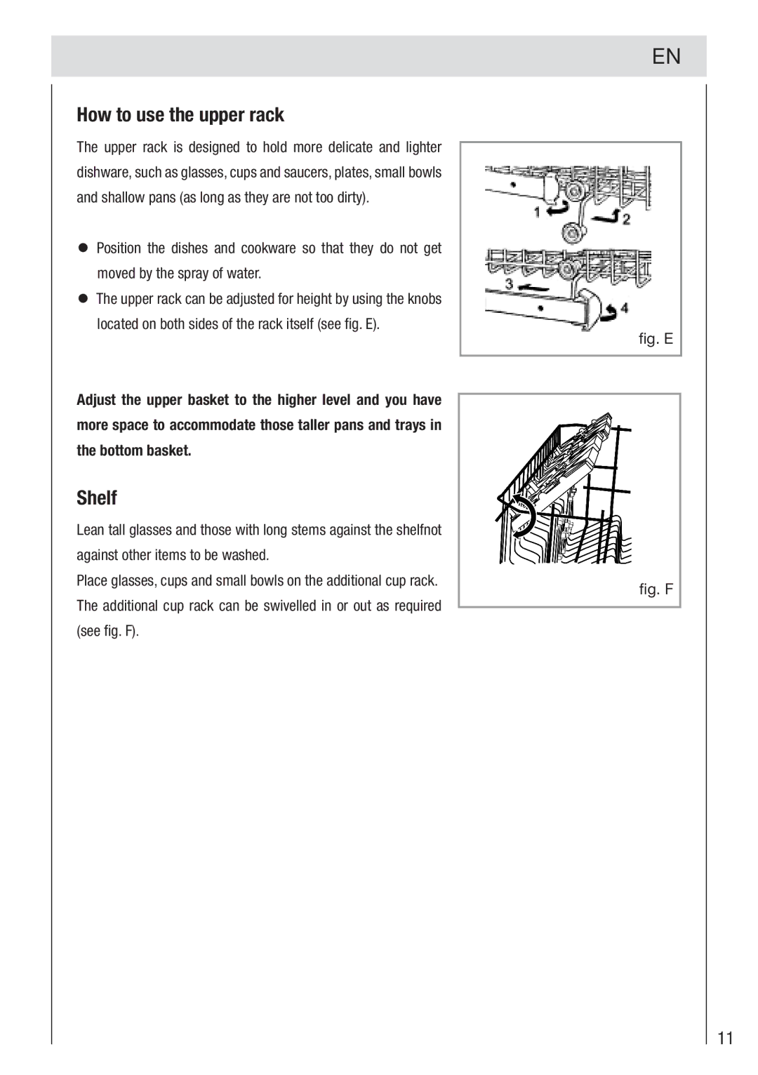 Haier DW12-PFE2-E manual How to use the upper rack, Shelf 