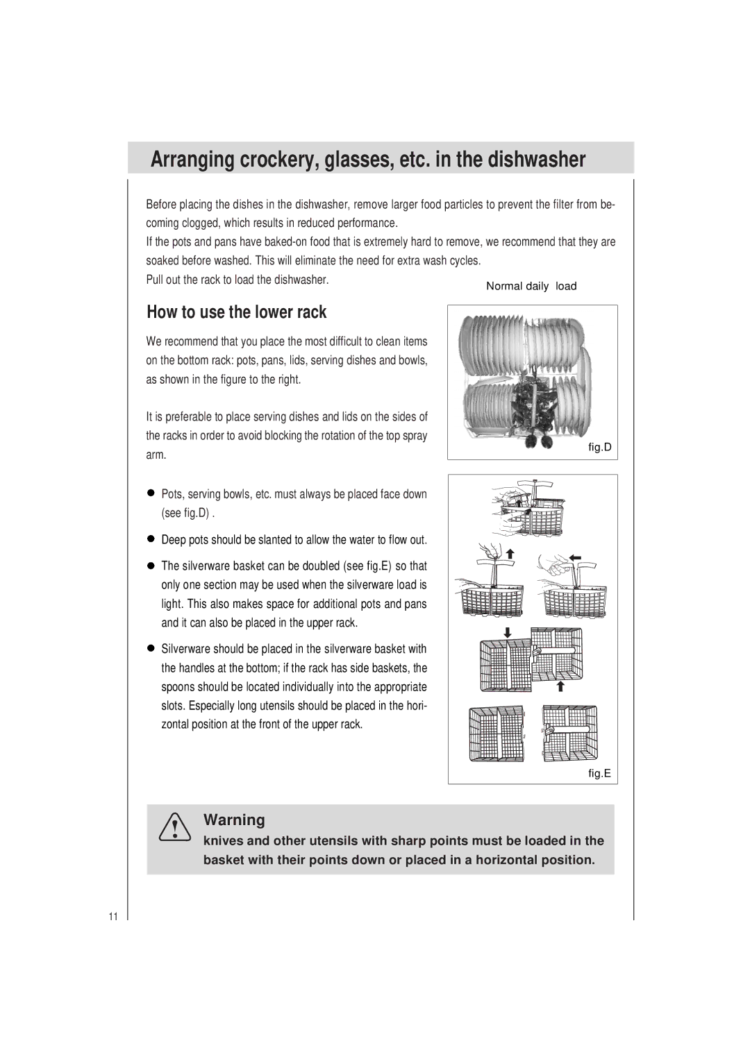 Haier DW12-PFE2 ME manual Arranging crockery, glasses, etc. in the dishwasher, How to use the lower rack 