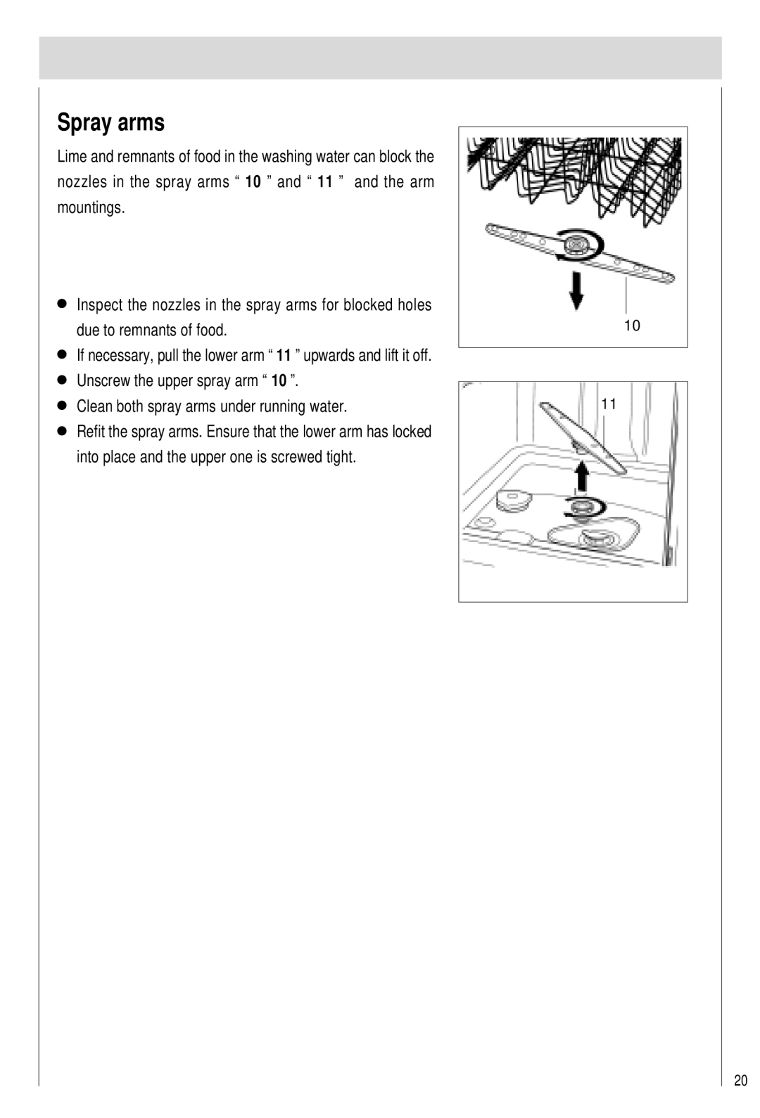 Haier DW12-PFE2ME-U, DW12-PFE2-U manual Spray arms, Clean both spray arms under running water 