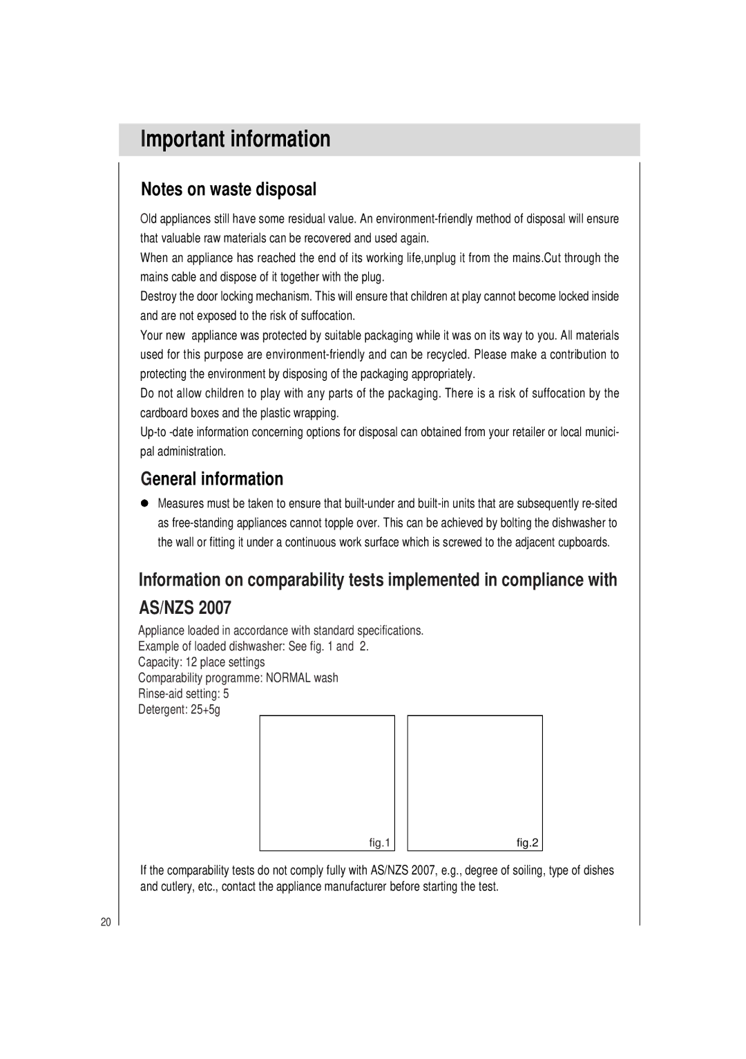 Haier DW12-TFE4WH, DW12-TFE4SS manual Important information, General information 