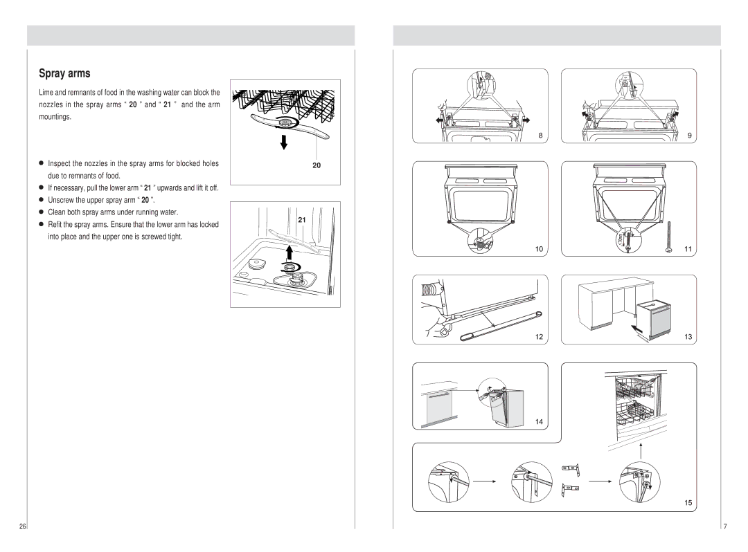 Haier DW15-PFE SS manual Spray arms, Clean both spray arms under running water 