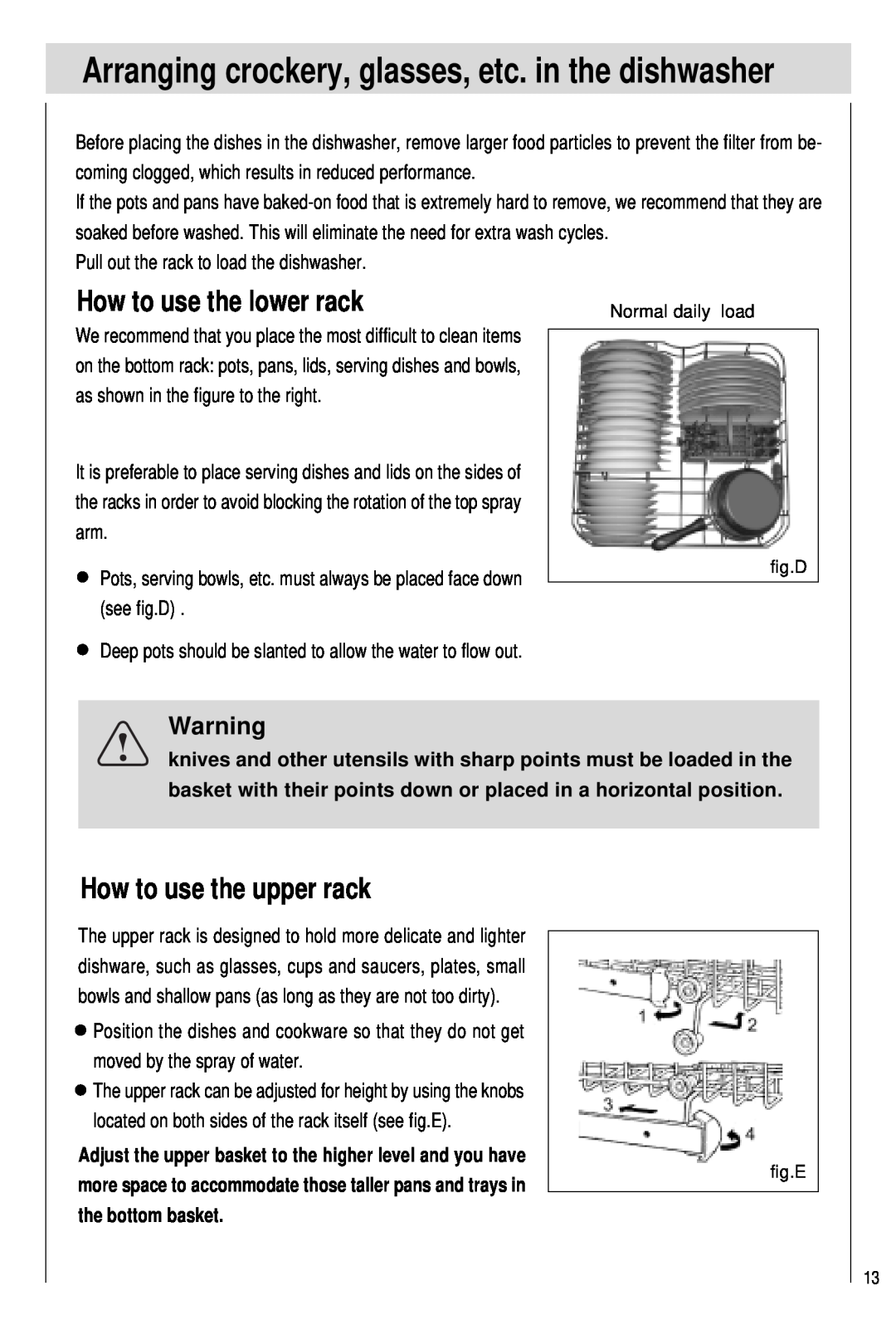 Haier DW15-PFE1, DW15-PFE2 manual How to use the lower rack, How to use the upper rack 