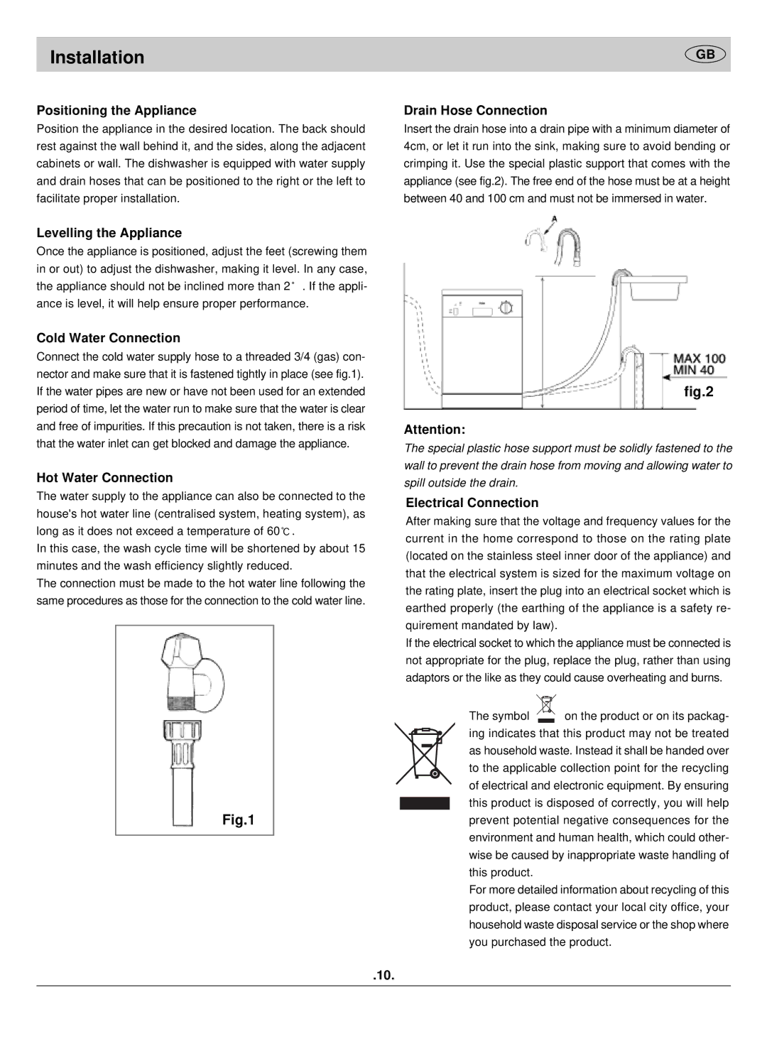 Haier DW9-AFMS, DW9-AFM ME manual Installation 