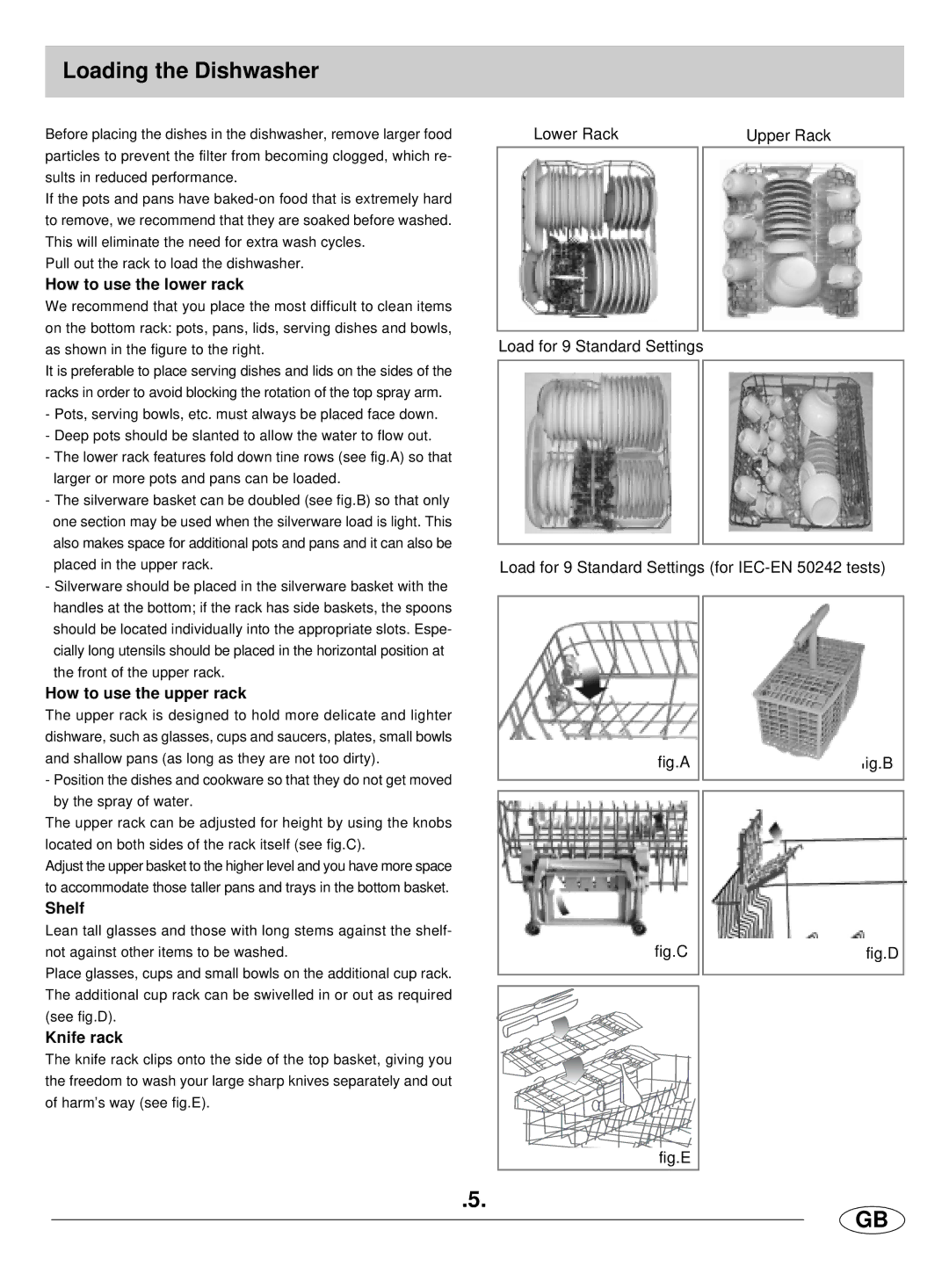 Haier DW9-LBE manual Loading the Dishwasher, How to use the lower rack, How to use the upper rack, Shelf, Knife rack 