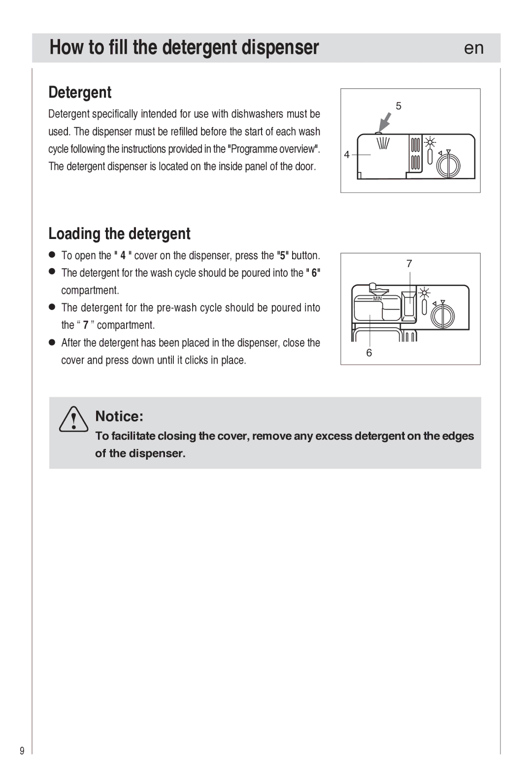 Haier DW9-TFE1 operation manual How to fill the detergent dispenser, Detergent, Loading the detergent 