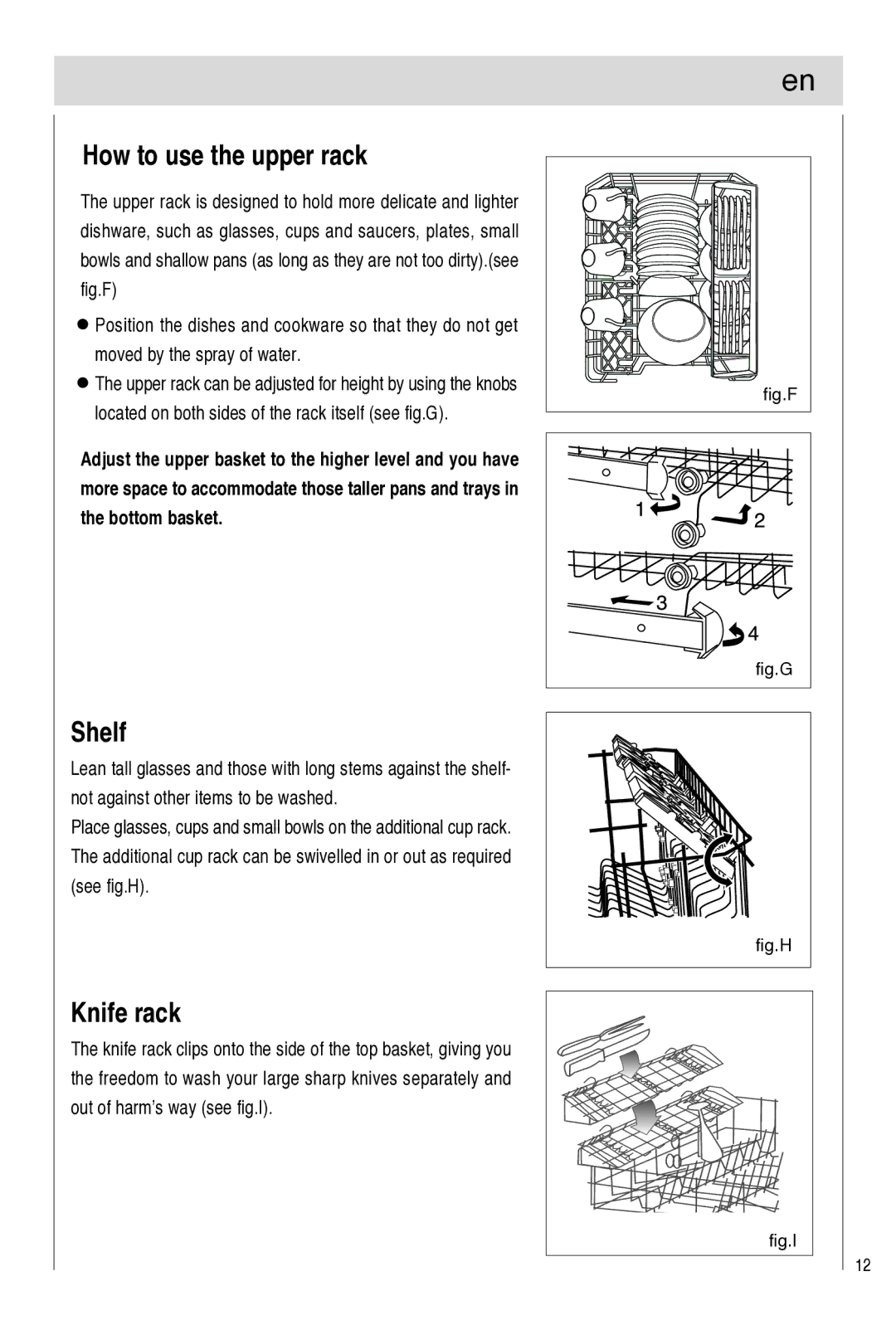 Haier DW9-TFE1 operation manual How to use the upper rack, Shelf, Knife rack 