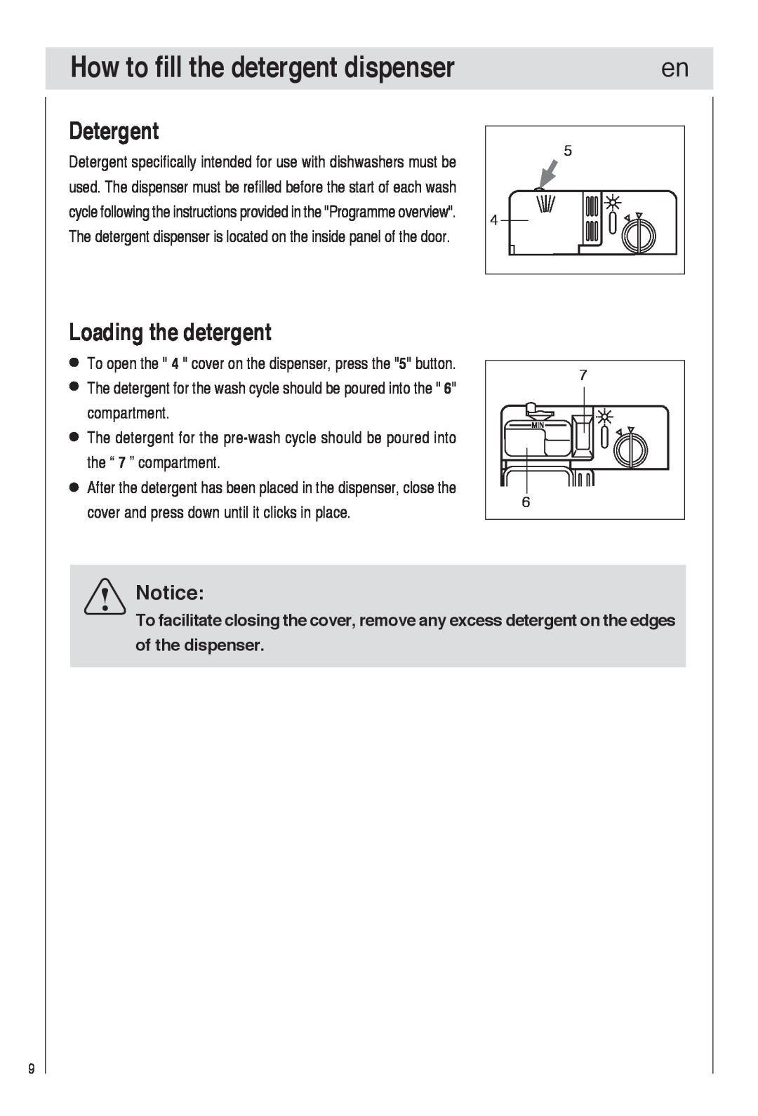 Haier DW9-TFE1 operation manual How to fill the detergent dispenser, Detergent, Loading the detergent 