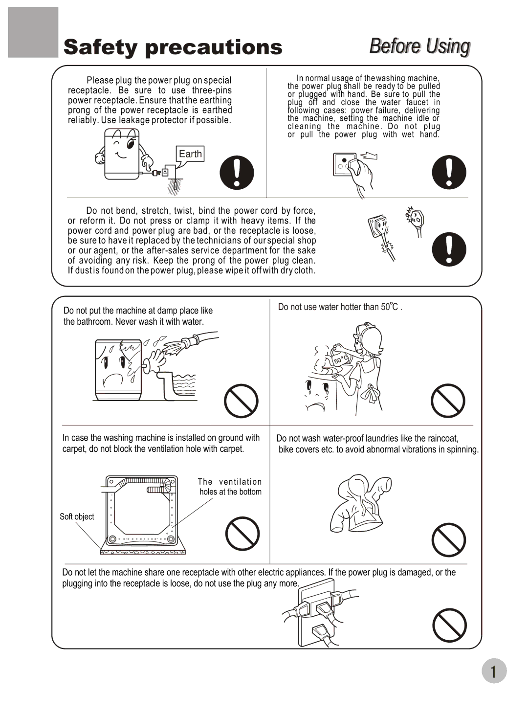 Haier DWE-3120A user manual Safety precautions 