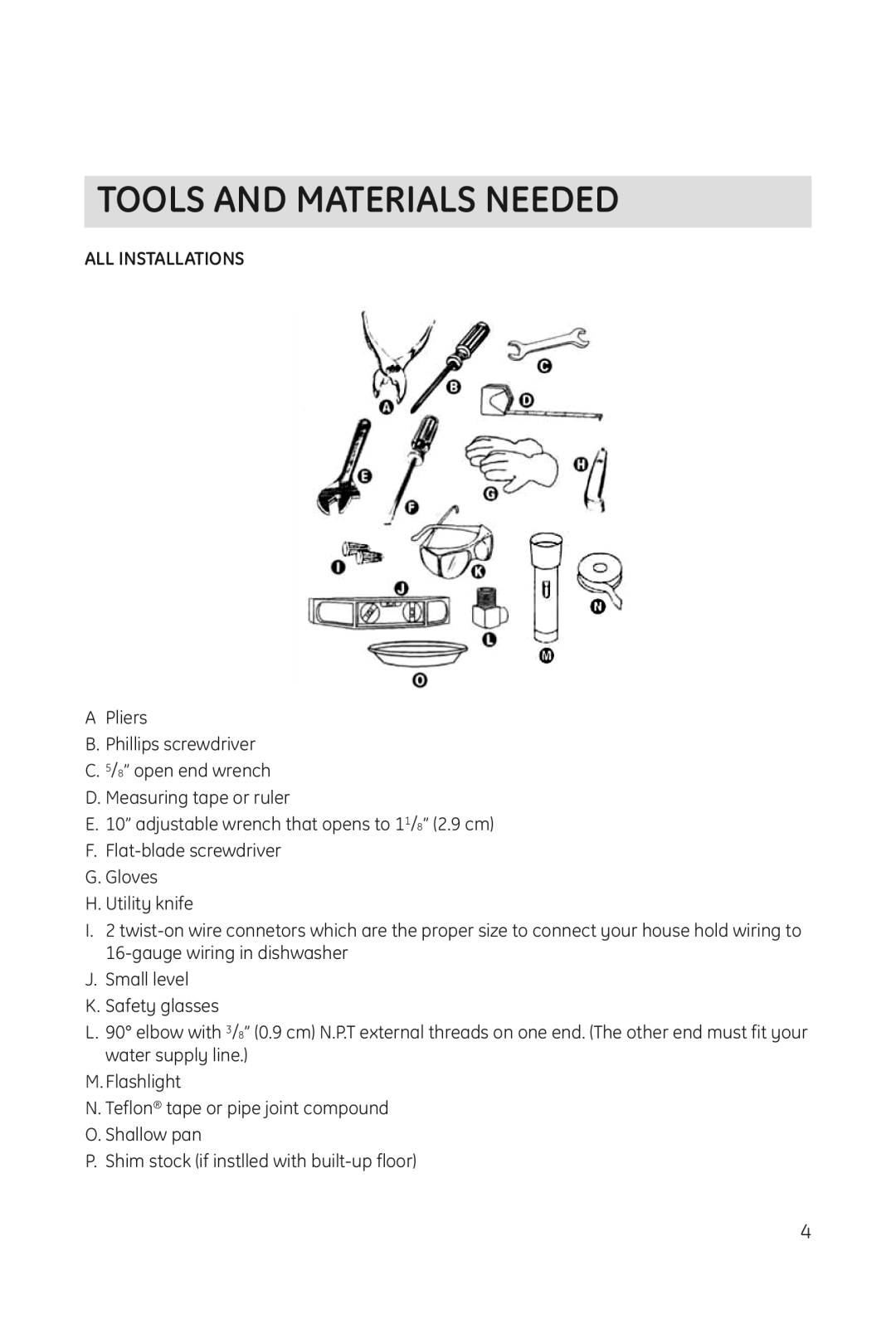 Haier DWL3025 installation manual Tools and Materials Needed, ALL Installations 