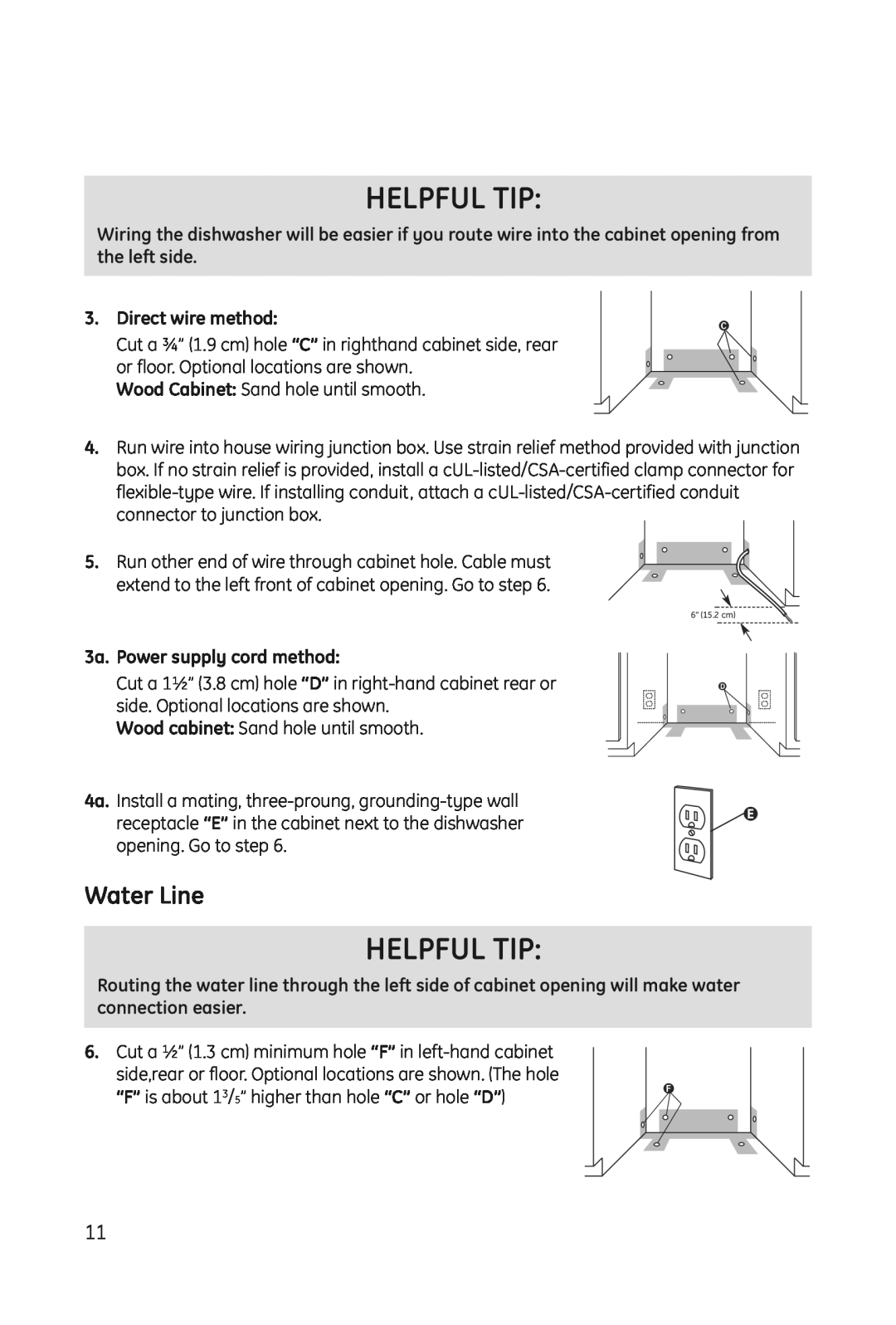 Haier DWL3025 installation manual Water Line, Direct wire method, 3a. Power supply cord method, Helpful Tip 